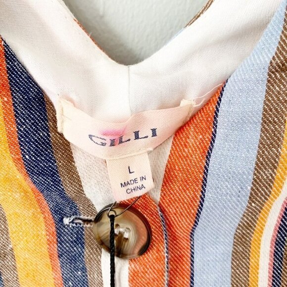 NEW Gilli linen blend bold striped dual v-neck sleeveless‎ fitted lined dress - Picture 4 of 10